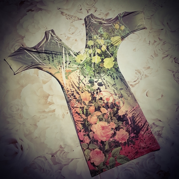 Flamingo brand-Floral Stretchy Mini Dress - Picture 1 of 5